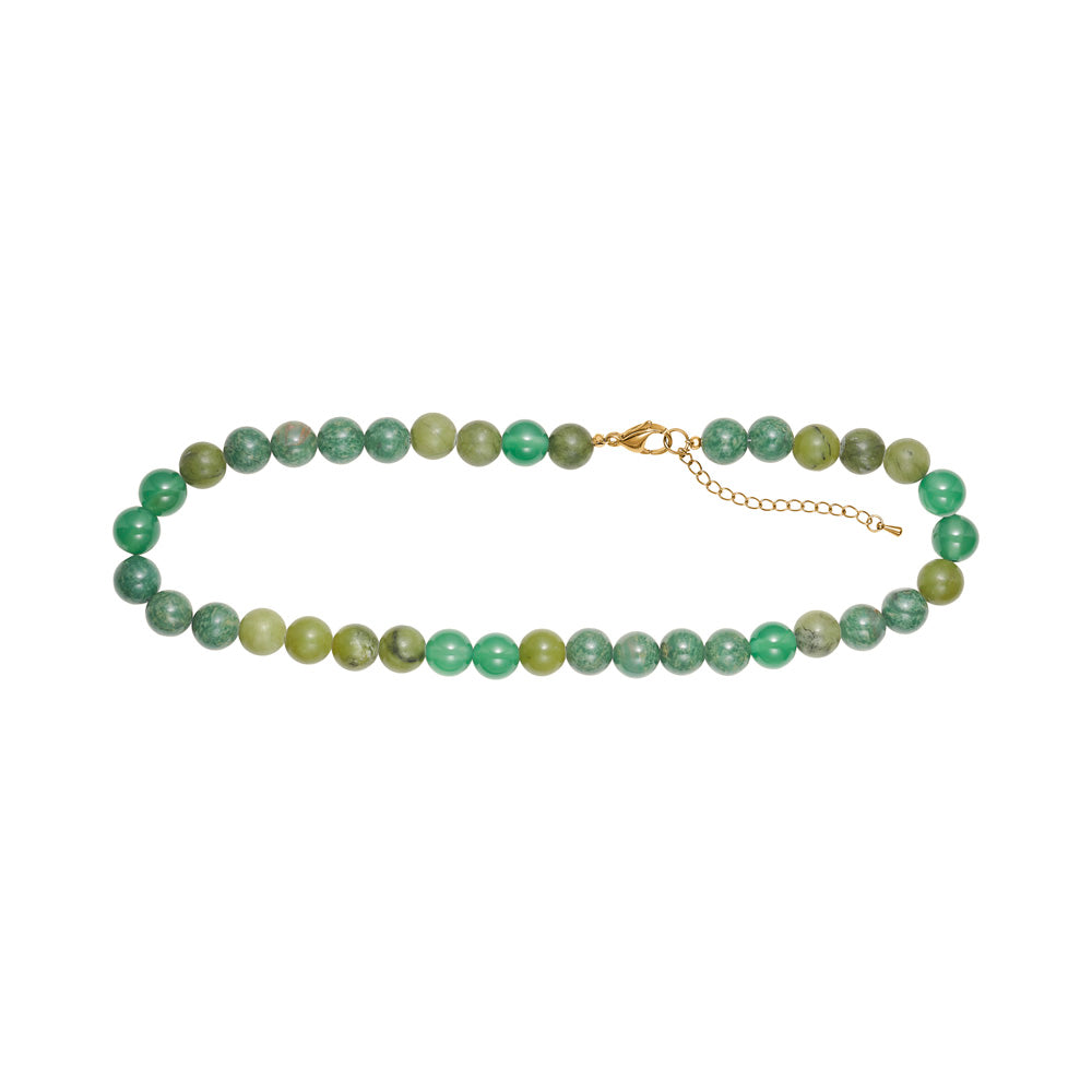 Grüner Achat, Jade 10mm - Karabinerverschluss 40+5cm