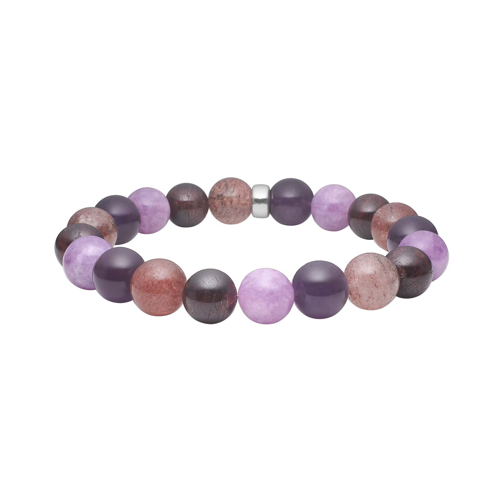 Amethyst, Cherry quartz, Spong quartz, Garnet 12mm Armband