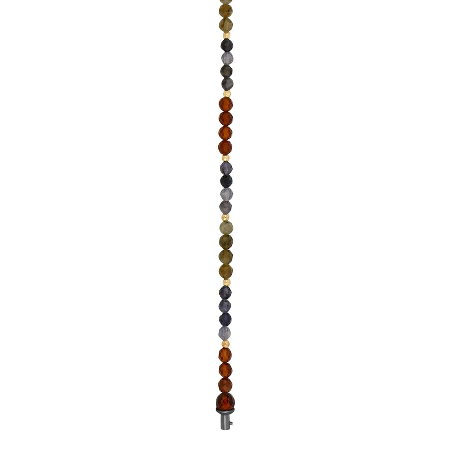 Oranger Granat, Ilolite, Labradorit Steinkette 4mm