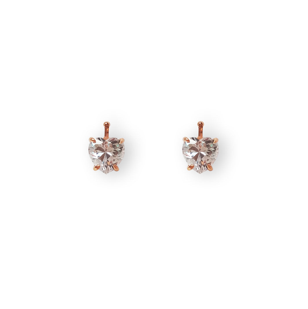 System-Einhänger E72, Paar, 8x8mm, Zirkon-Herz, Silber 925