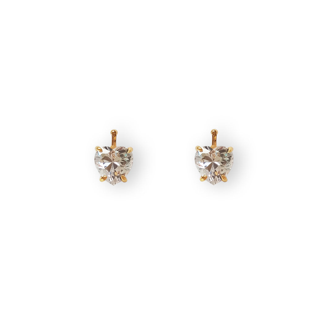 System-Einhänger E72, Paar, 8x8mm, Zirkon-Herz, Silber 925