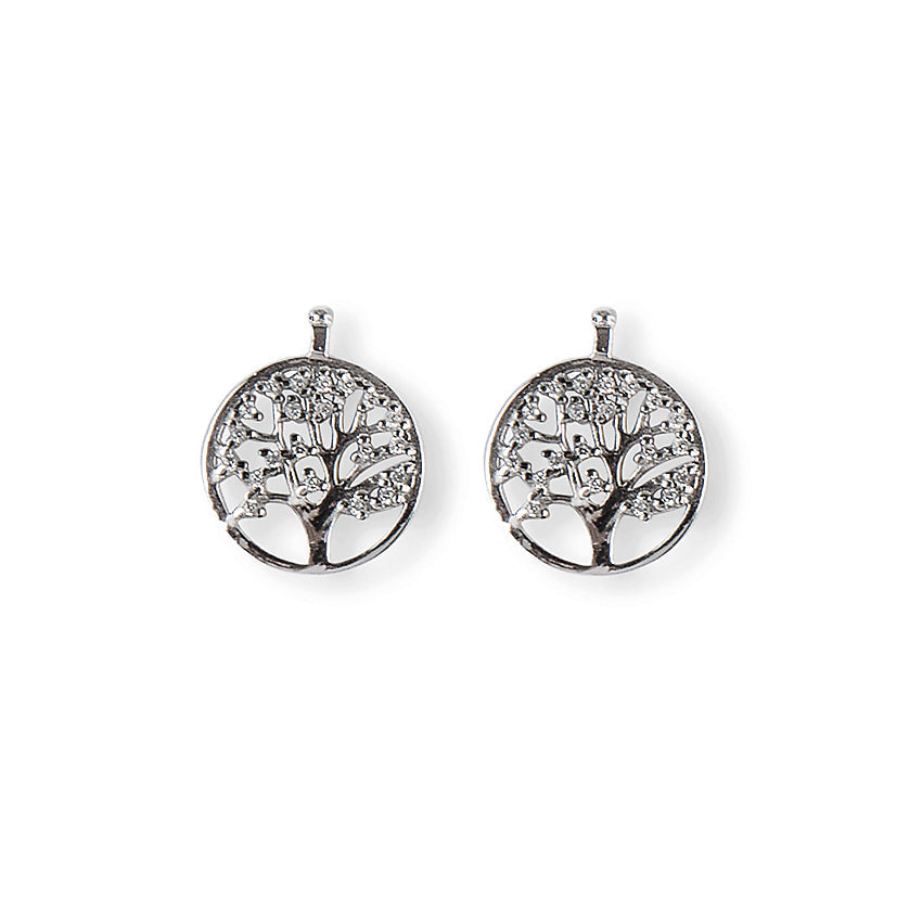 System-Einhänger E62, Paar, 14x14mm, Lebensbaum, Silber 925